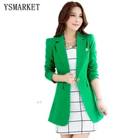 

Spring Autumn Women Blazers New Fashion Long Sleeved Jackets Suit European Style Single Button Slim Lapel Green Outwear