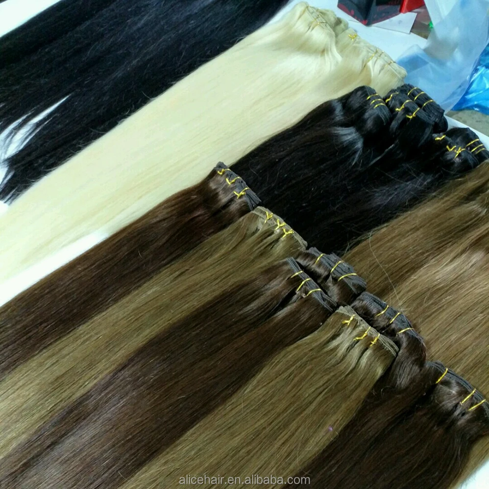 

Alice hot sell Brazilian virgin human hair blonde color clip in hair extension, All the colors available