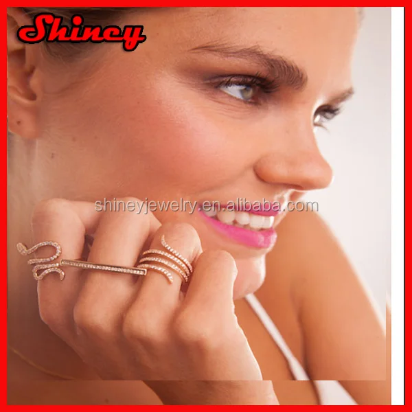 925 sterling silver high quality thin circle chain full finger knuckle ring