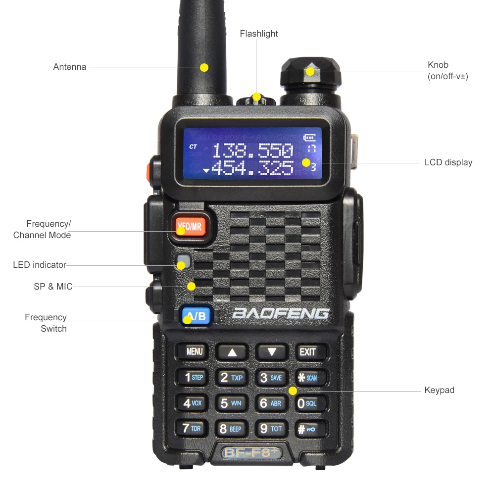 

BAOFENG BF-F8+walkie talkie dual band 2way radio 5W power ham radio, Black