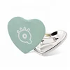 custom logo heart shaped buttons pin back badge