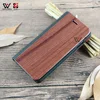 Mobile Phone Case with Strap Flip Wood Phone Case PU leather Wooden Case for Apple
