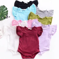 

Hot Selling New born Baby Girls Flutter Ruffle Rompers Onesie Baby Clothes Summer Plain Blank Baby Romper Onesie