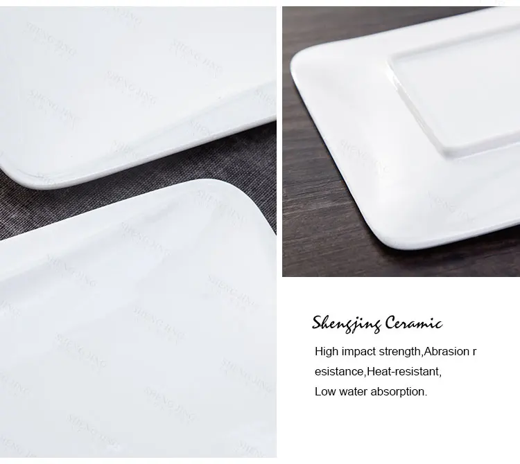 China Fashion Design Earthware Rectangle Custom Plain White Plate For Dinnerware