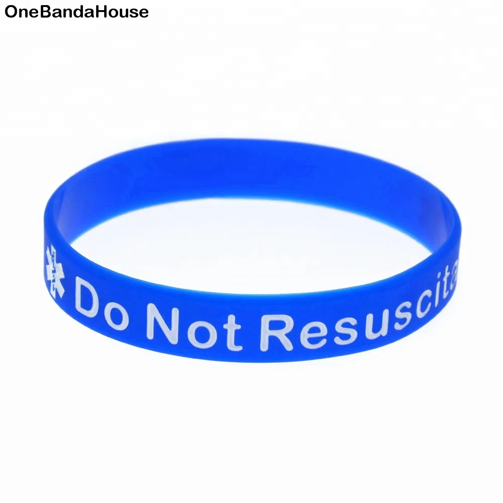 

50PCS Case Emergency Do not Resuscitate Silicone Wristband Adult Size, Blue, black, gray, pink