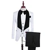 Brand New Groomsmen Shawl Lapel Groom Tuxedos Red/White/Black Men Suits Wedding Best Man Blazer (Jacket+Pants+Tie+Vest)