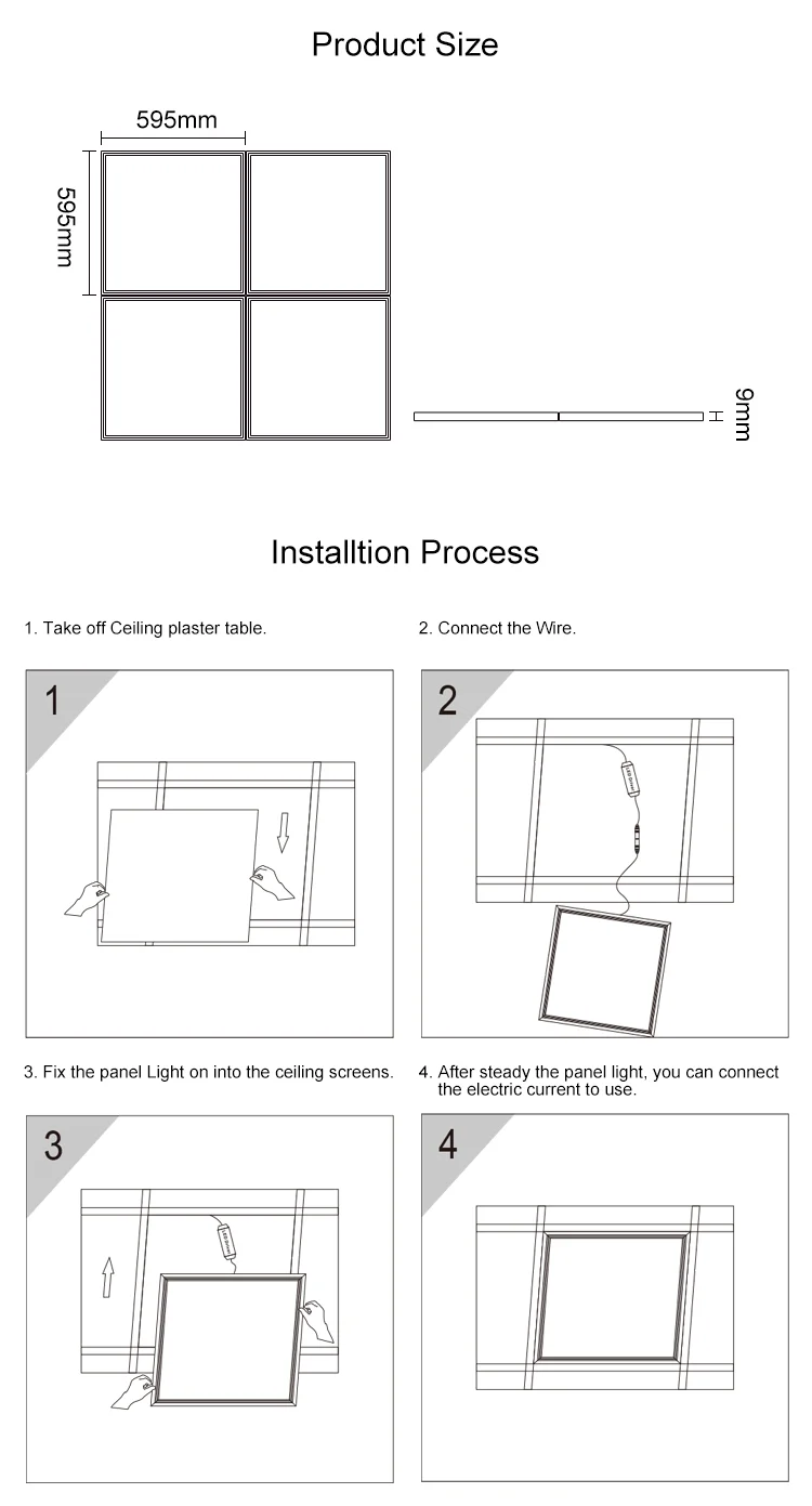 Indoor Ceiling Decoration LED Lighting Slim SkyLED Panel 6060 40W Recessed Ceiling Light