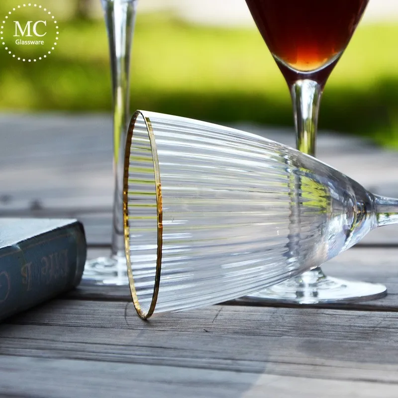 Gold Rim Stem Handmade Leadfree Crystal Wine Glass Unique Stemware Glasses Large Goblet Buy