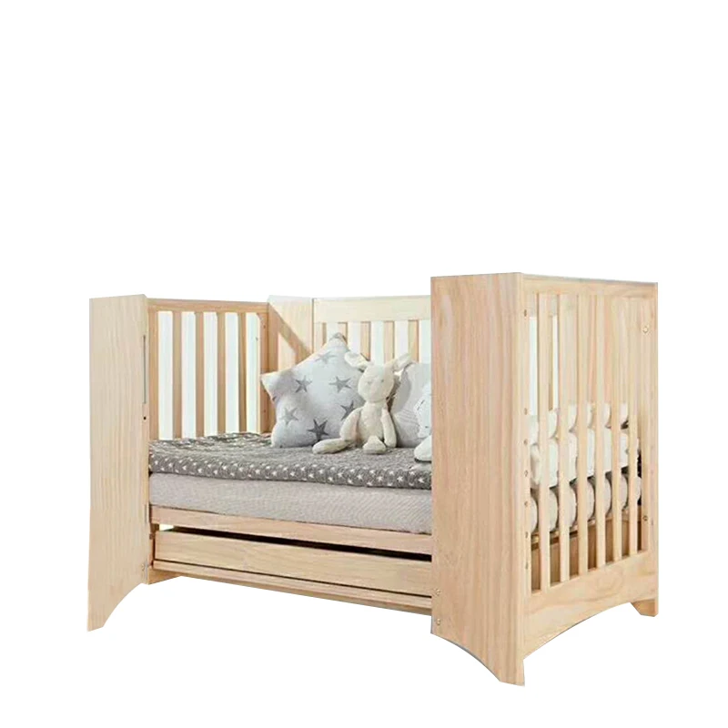 Multifunction Solid Pine Wood Baby Crib Removable Child Sofa Bed