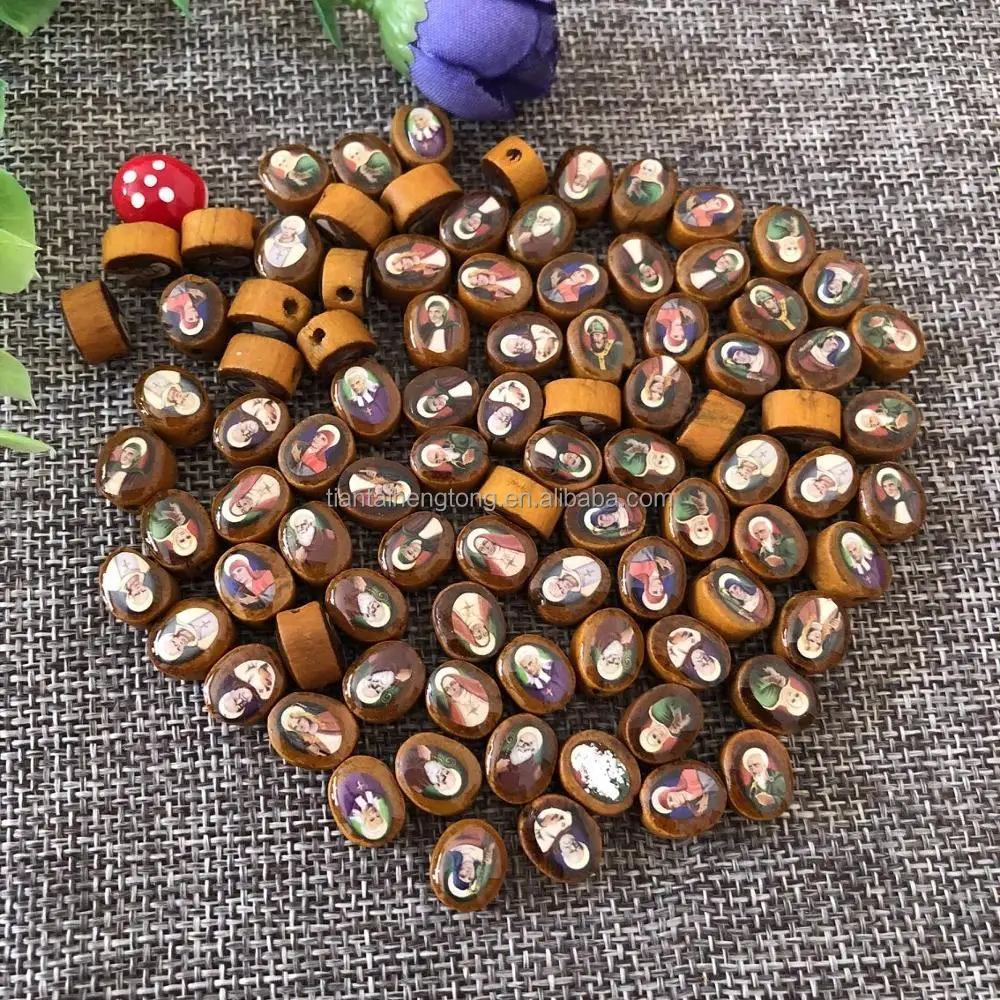 

10*8mm wood oval bead DIY religious icon beads saints for religious necklace, bracelet or decade rosary, Brown color as showed on picture