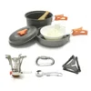wholesale Camping Pot Pan Set Outdoor Aluminum Alloy Tableware 1-2 peoples Hiking Cookware Teapot Cooking for Picnic Set