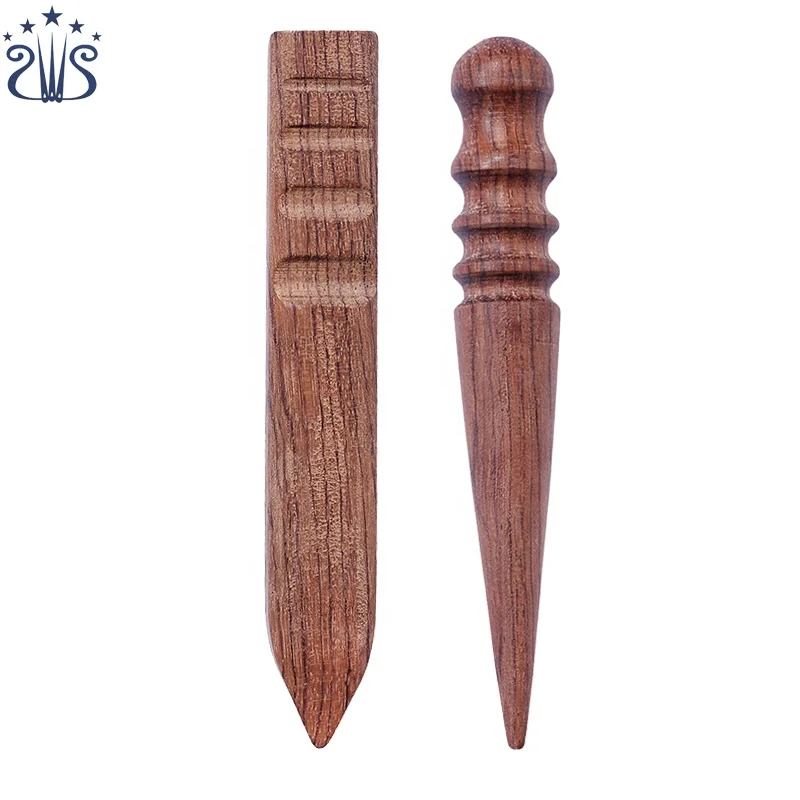 

Leathercraft Tool Leather Edge Grinding Slicker Round&Flat Wood Leather Burnisher