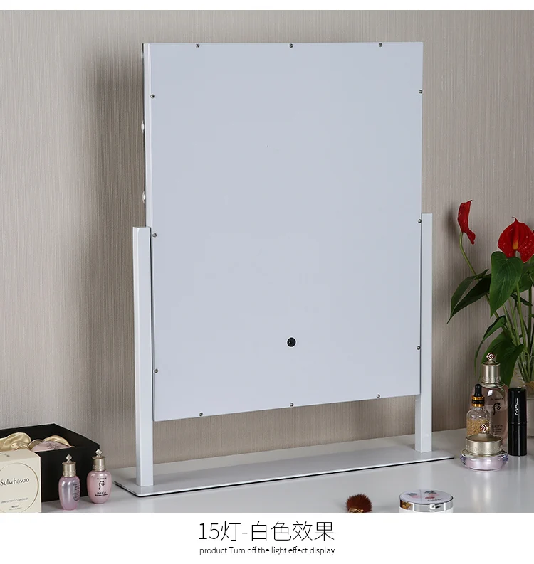 Lighted Vanity Makeup Hollywood Mirror, Dimmable Tabletop Cosmetic Mirror with LED Bulbs, Touch Control and Plug Powered