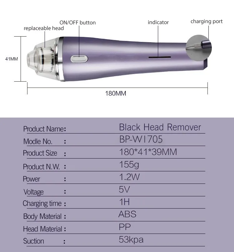 Bpw1705 Blackheads Acne Suction Remover Facial Vacuum Suction Beauty