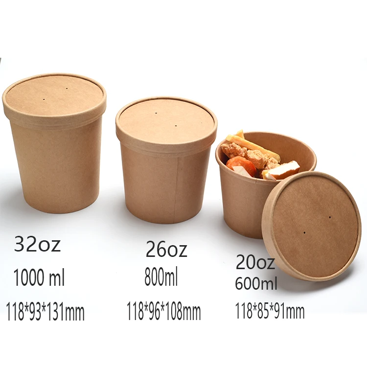 8oz 12oz 16oz 26oz 32oz Kraft Paper Soup Cup With Lid Buy 16oz Kraft