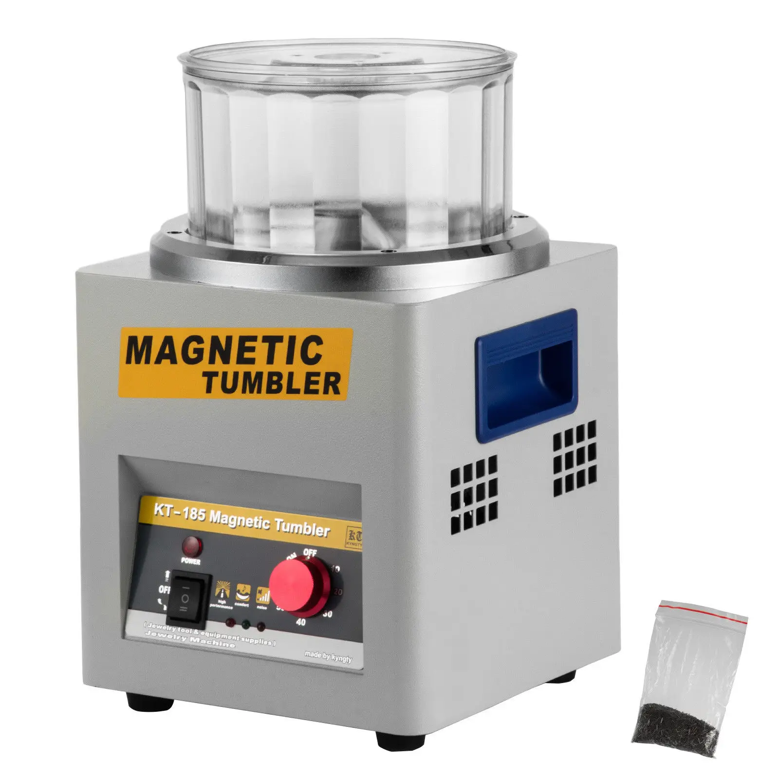 

MAGNETIC TUMBLER JEWELRY POLISHER MACHINE FINISHER 180MM KT185 TIME CONTROL