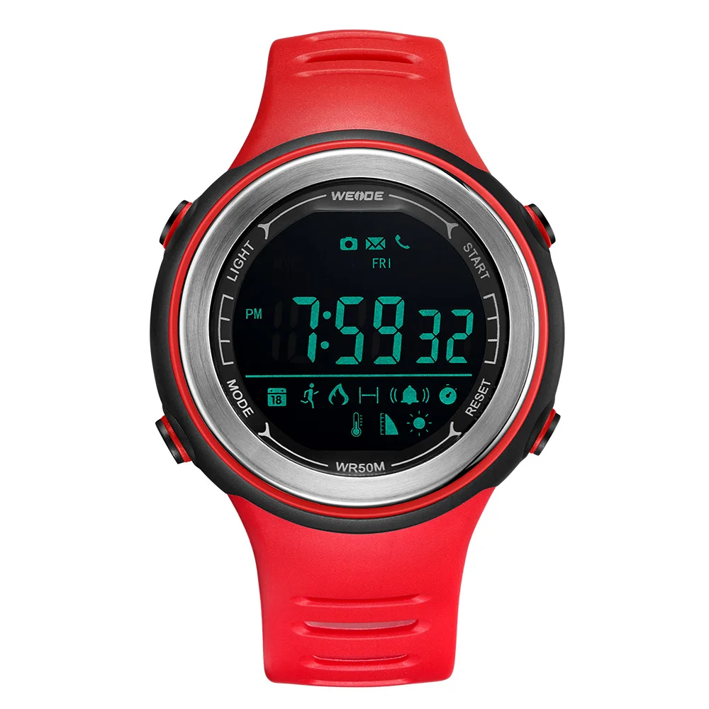 

WEIDE New Arrival Multifunction Bluetooth Intelligent Quartz LCD Display Sleep Monitoring 5 atm Waterproof Sport Smart Watches, 5 colors available