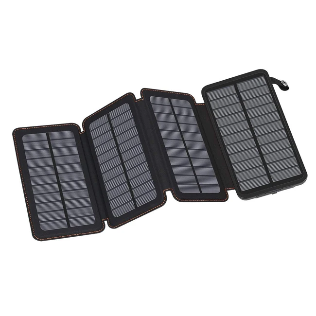 

Led light portable foldable solar panel charger,module powerbank 20000 mah, Black