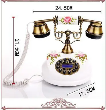 Wooden Hand-painted Corded Telephone Vintage Home Decor Retro Item