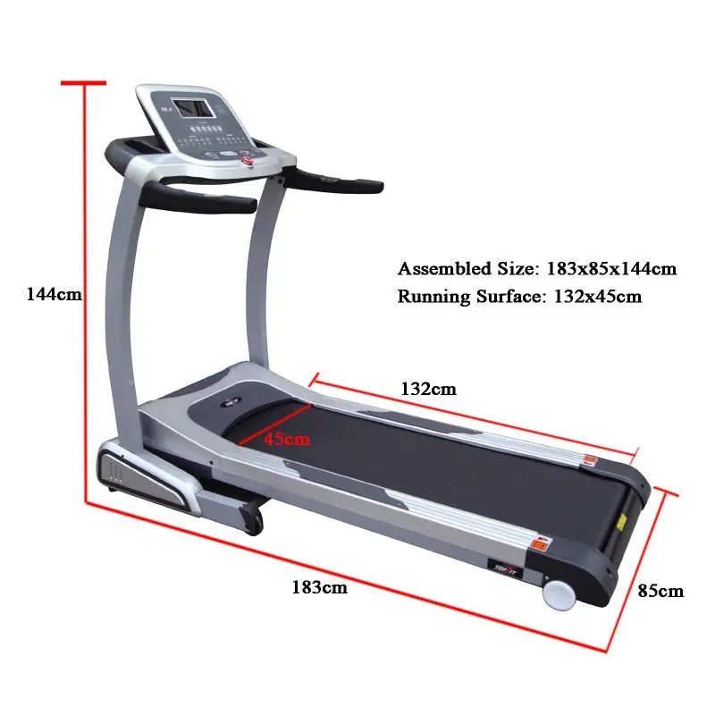treadmill running surface size