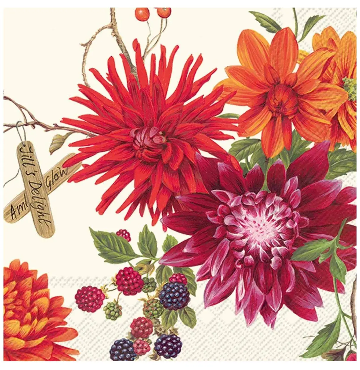 Cream 40 ct MesaFina Dahlia Cocktail Beverage Napkins