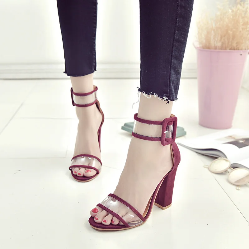 
F20654A Wholesale fashion women high heels plus size shoes buckle sandal for ladies 