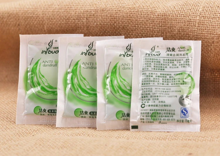 Packaging of disposable articles/disposable wash products shampoo/shower lotion crisp film in hotels