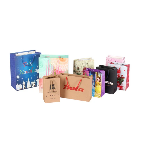 Hot Selling Recycle Custom Printed Shopping Gift Coated Paper Bags, Plain Packaging Gift Bag