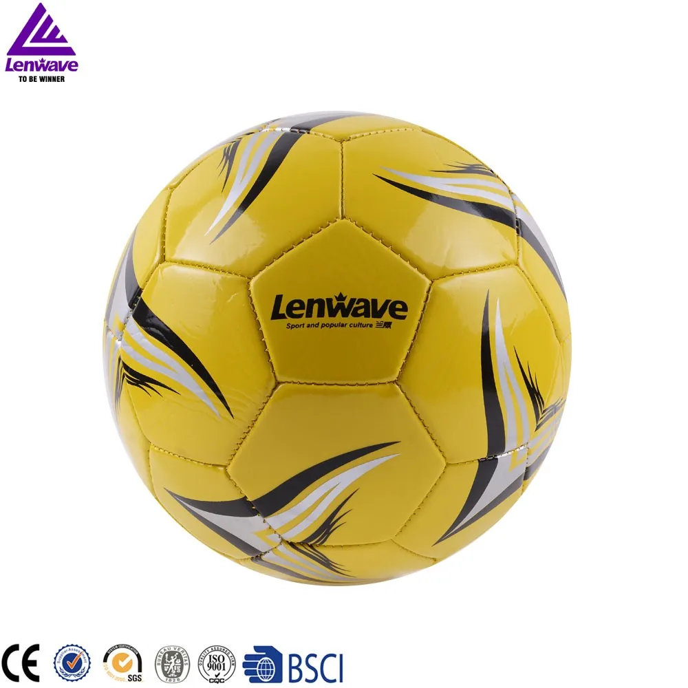 Lenwave sports yellow soccer ball all size pvc materials colorful