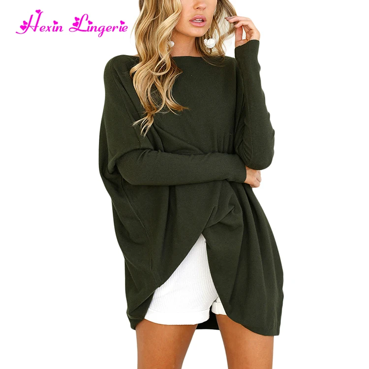 

Wholesale Women Round Collar Batwing Sleeve Ladies Long Tee Shirt