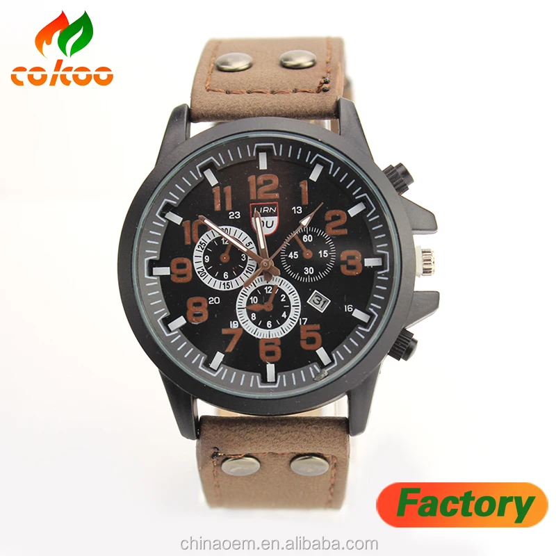 

2016 New Fashion Business Quartz Men watch Leather Strap Sport Watch Men, Mix color