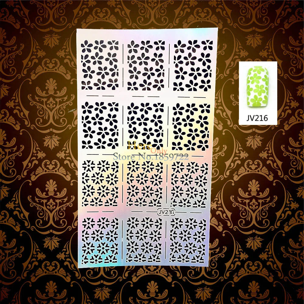 1PC Flash Frozen Snowflake Design Nail Art Holo Template Stencil Pollish Aribrush HJV216 Xmas Christmas Pattern