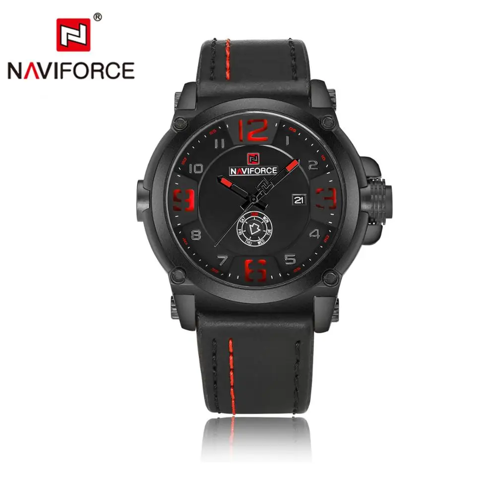

Naviforce 9099 Luxury Brand Male Fashion Date Week Clock Quartz Watches Waterproof Big Dial Military Men Business Leather Watch