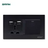 Lithuania plastic black 3 pin multi-function with USB one gang one or two way switch socket
