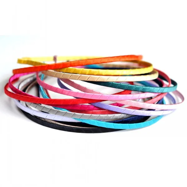 

50pcs/lot 5mm Width Ribbon Wrapped Metal Hairband DIY Crafting Handmade hairband for fancy baby girls, 16colors