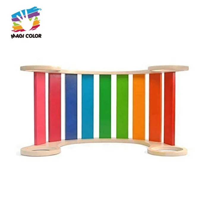 
2019 Newly released colorful rainbow balance board wooden rocker board for kids W08G263 