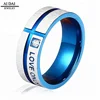 Jewelry Custom plated blue Zircon Stainless Steel Ring LOVE ONLY YOU Wedding Commitment Ring