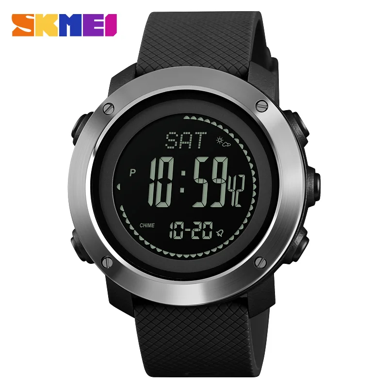 

SKMEI 1418 Men Digital Movement Watch Multi-function Plastic Band Week Display Smart Watch, As picture