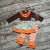 baby girls thanksgiving outfit kids fall boutique girl clothing girls floral clothing orange stripe ruffle pants
