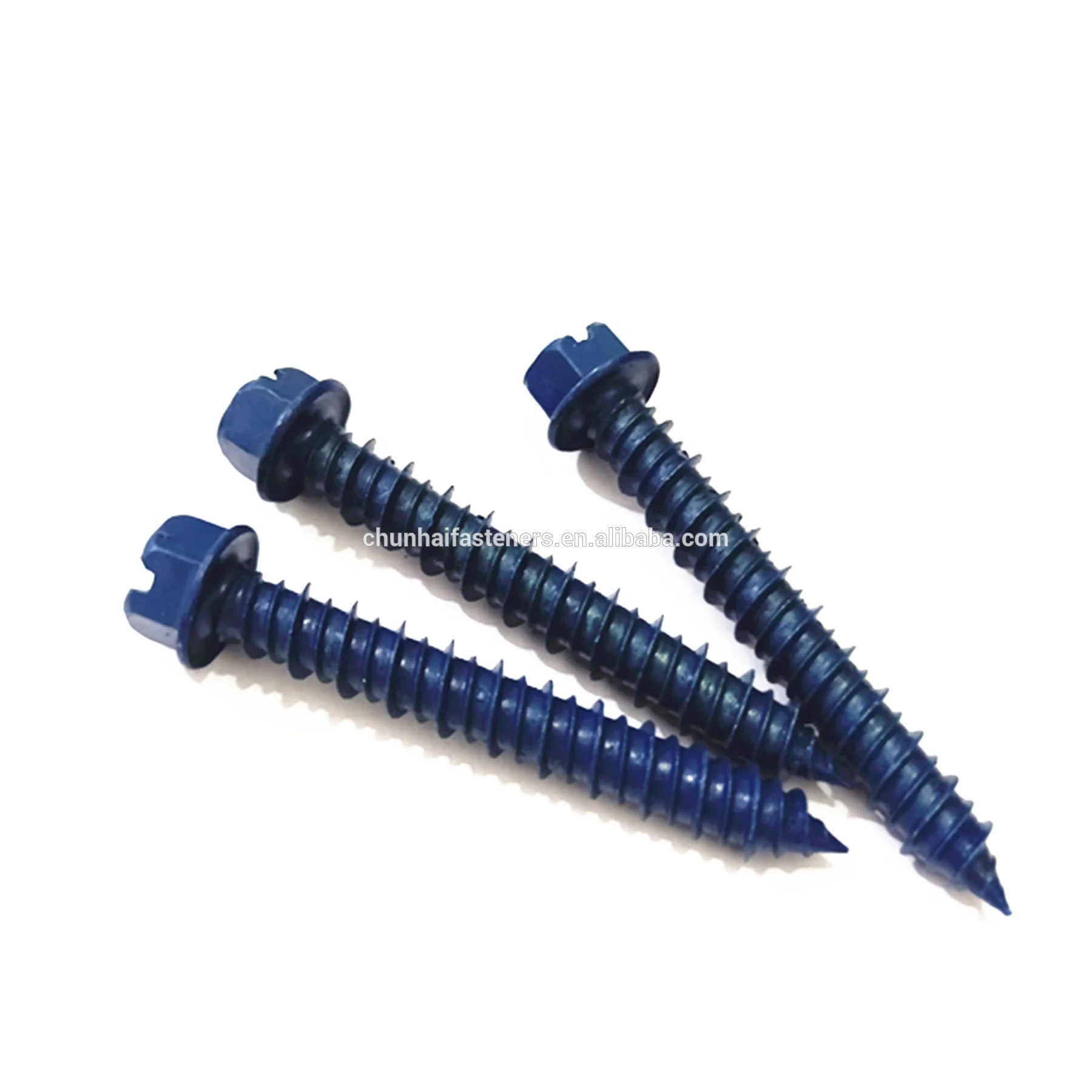 
farmer head hex slotted self tapping screws blue ruspert 1000hrs china screws factory with EPDM washers 