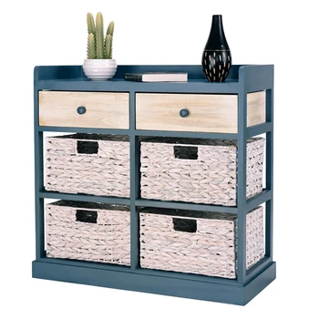 Cheap Blue And White Wicker Bathroom Furniture Multi Drawer