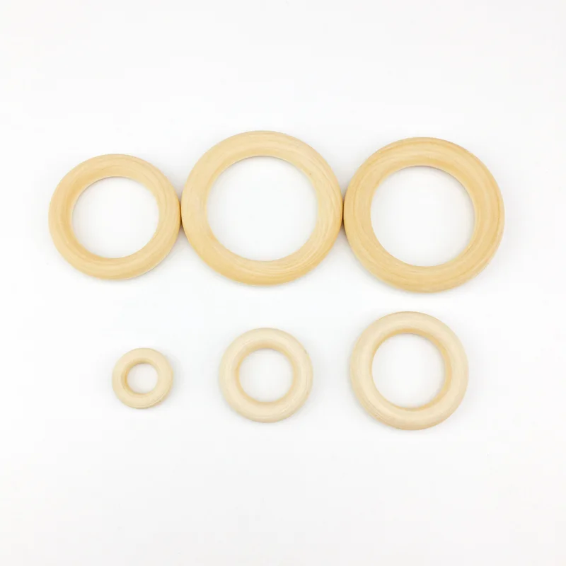 
Custom Private Label 50mm Organic Maple Wooden Ring Hanging Accessories Toys Bayby Teething Play Gym Stroller 