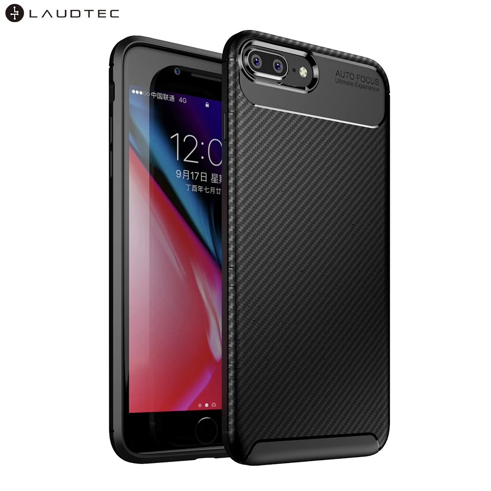 

Laudtec New Carbon Fiber Tpu Silicone Back Phone Cover Case For Apple iPhone 7 plus/8 plus, Black;navy blue;brown