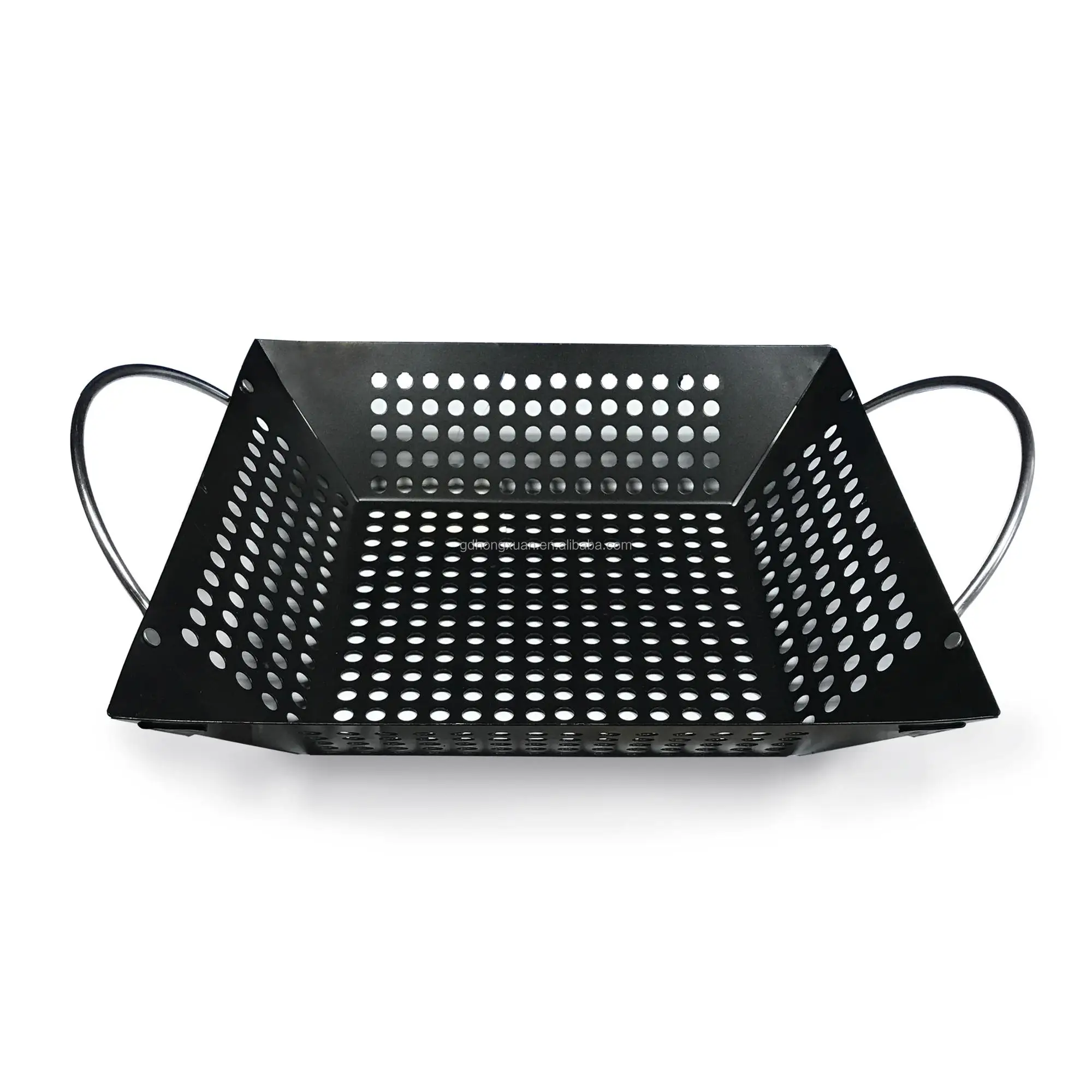 Sturdy Nonstick Coated Basket Grill Bbq Roasting Pan Square Rust