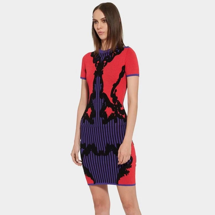 

Top Quality Jacquard Celebrity Evening Club Party Bodycon Rayon Bandage Dress