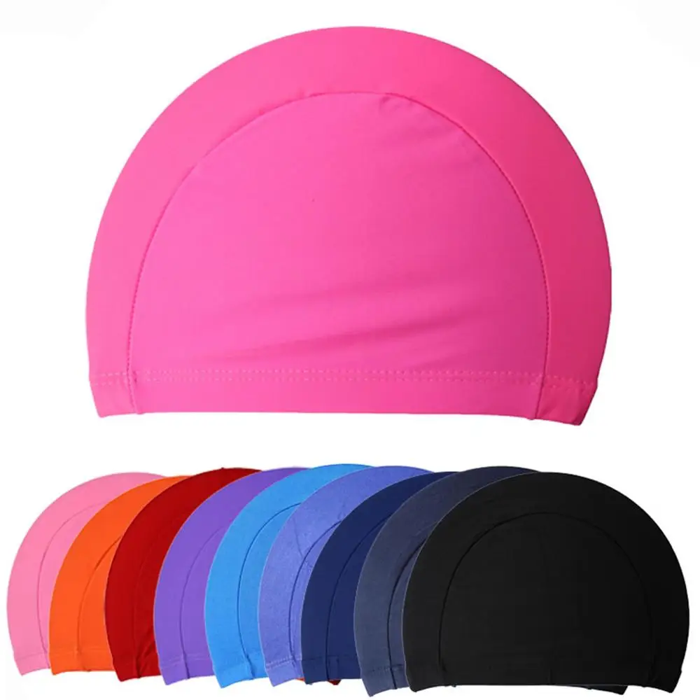 

Free Ship Free Size Swimming Cap Fabric High Elastic Durable Unisex Sports Hat Protect Ears Sporty Ultrathin Bathing Caps