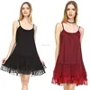 Women's Knit Cotton Full Slip Extender With Mixed Three Ruffle Layers