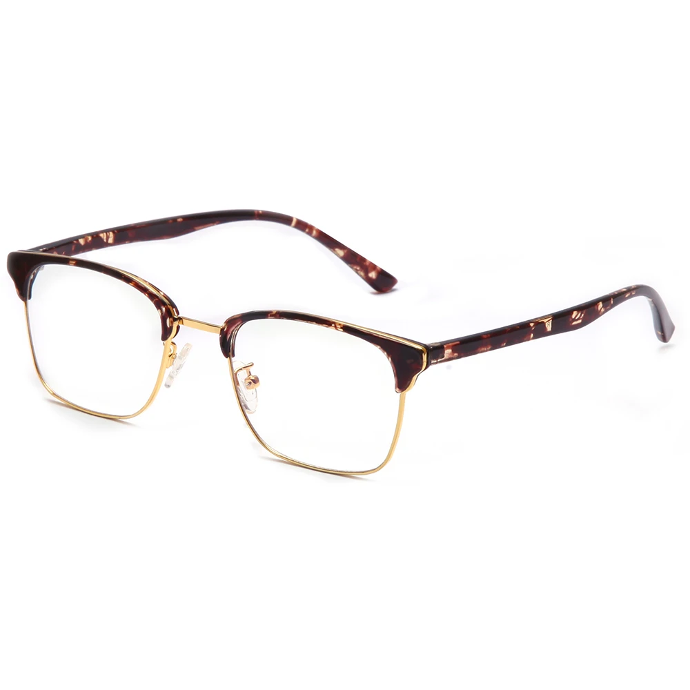 

2020 New Model China Half Rim Demi Brown Color Tr90 Material Light Blue Blocking Spectacle Frame Eyewear Glasses