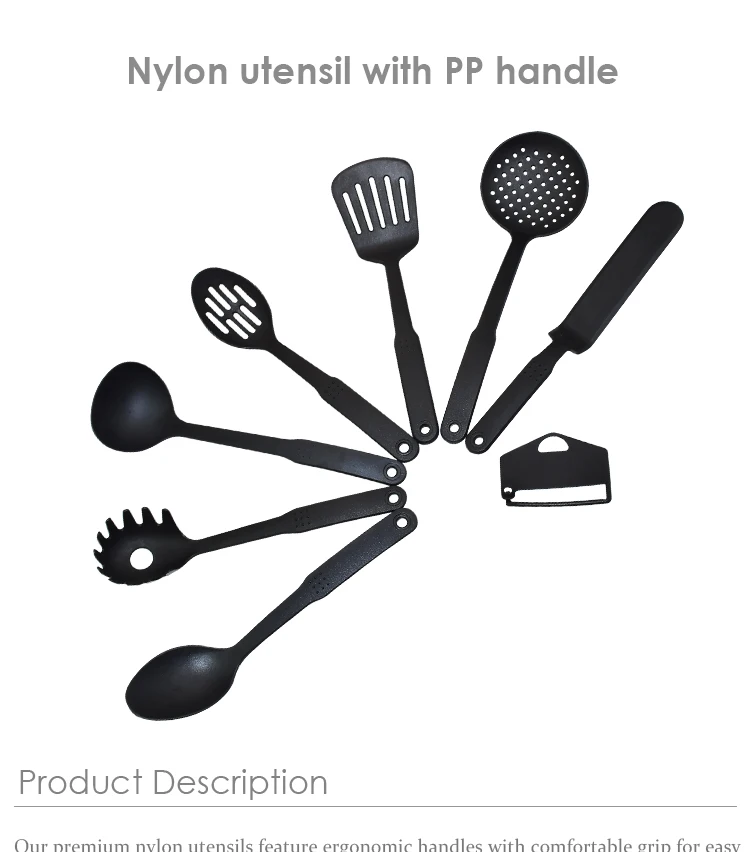 8pcs Nonstick Multipurpose Bonny Nylon Kitchen Utensils,Black Kitchen