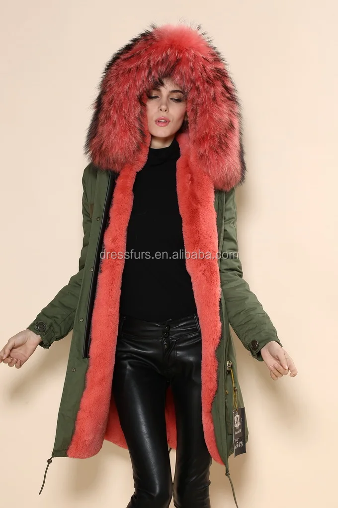 Italy Army Green Parka Real Fur Hood Trim Melon Winter Jacket Fit Mr ...